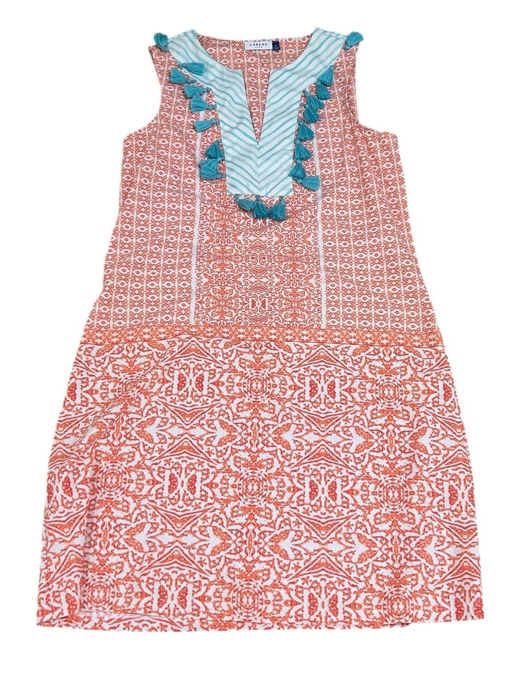 Cabana Life sleeveless coral & turquoise Patterned golf tennis dress size medium